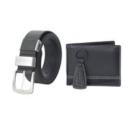 Guinness Official Wallet, Key Fob & Belt Bundle - RFID Secure Black Leather Bi-Fold Wallet with 6 Card Slots + Adjustable Full Grain Leather Belt - Men’s Gift Boxed