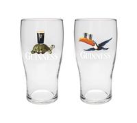 Guinness Pint Glasses - Toucan & Tortoise Design (Set of 2)