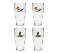 Guinness Set of 4 Pint Glasses Ideal for Home, Bar and Kitchen (Flying Toucan/Tortoise)