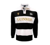 Guinness Six Nations Rugby M6N Embroidered Long-Sleeved Black and White Rugby Shirt (UK, Alpha, L, Regular, Regular)