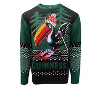 Guinness Skiing Toucan Christmas Black and Green Jumper