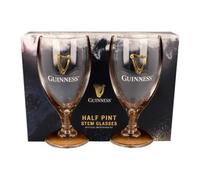 Guinness Stemmed Half Pint Glass Set - 2Pc Reusable Glass Craft Beverage Drinking Tulip Lager Ale Pub Kitchen Tumbler Cups Set