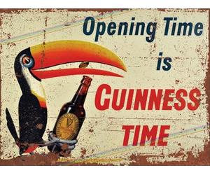 Guinness Time Logo Tin Metal Bar Sign Father's Day Hanging Kitchen Wall Plaque Kitchen Garden Shed Garage Retro Vintage UK Large (27cm x 18cm) #MS135-L