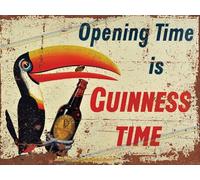 Guinness Time Metal Bar Sign 15x10cm | Retro Irish Stout Pub Wall Plaque | Hang vintage alcohol toucan billboard graphics inside home caves or sheds.