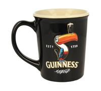 Guinness Toucan Embossed Ceramic Mug - Official Merchandise, Black Coffee Mug with Iconic Toucan Design, Cream Interior, Large Tea & Coffee Cup
