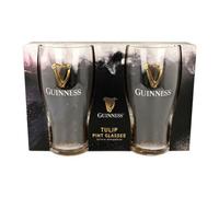 Guinness Tulip Pint Glass Set - 2Pc Large Reusable Glass Craft Beverage Drinking Tulip Lager Ale Pub Kitchen Tumbler Cups Set