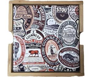 Guinness Vintage Advertisement Cork-Backed Coasters, Set of 4, Classic Beer Label Design