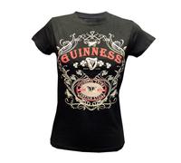 Guinness Women's Butterfly & Extra Foreign Stout Print Black T-Shirt