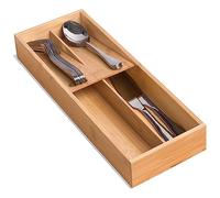 guiogc Bamboo Silverware Drawer Organizer, Kitchen Small Silverware Organizer, Utensil Tray Holder, Cutlery Tray for Spoons, Forks, Knives, Suitable for a family of 2-4