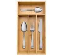 guiogc Bamboo Silverware Organizer, Kitchen Drawer Organizer, Silverware Utensil Tray Holder for Flatware Cutlery Knives, Forks, Spoons (4-Slots) (Natural)