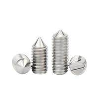 GUIPENG 10pcs/lot Stainless Steel Slotted Head Cone Point Grub Set Screw M1.6 M2 M2.5 M3 M4 M5 M6 Tapered End Headless Bolt(3mm x10pcs,M4)