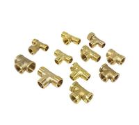 GUIPENG 1Pc Pneumatic Brass Pipe Fitting Male-Female Thread Conversion Connect 1/8" 1/4" 3/8" Tee Type Copper Water Oil Gas Adapter(3l8 F-F-F)