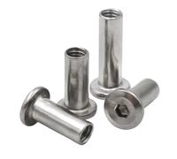 GUIPENG 5/10/20pcs M3 M4 M5 M6 M8 304 Stainless Steel Large Flat Hexagon Hex Socket Head Rivet Connector Insert Joint Sleeve Cap Nut(Length 6mm,M3 x20pcs)