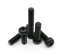 GUIPENG 50pcs M2 M2.5 M3 M4 L=5-25mm GB818 Black Nylon Plastic Insulating Cross Recessed Pan Round Head Screw Bolt(12mm,50pcs M2)