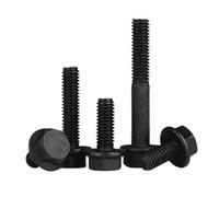 GUIPENG Black Grade 10.9 Carbon Steel Outer Hexagon Head Flange Cap Screws Hexagon Flange Bolt M5 M6 M8 M10 M12 M14 M16(10pcs M6x40mm-Half)