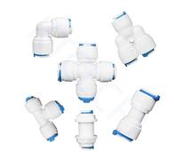 GUIPENG RO Water Hose Connection Straight Elbow Tee Cross 1/4" 3/8" Coupling Plastic Quick Pipe Fitting Reverse Osmosis Connector(Y-3l8)