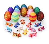 Guiqulai 12 Pcs Mini 3D Printed Animal with 12 Pcs Mini Easter Eggs, Cute 3D Printed Axolotl Figurines Set Home Office Decor Easter Birthday Gifts Stress Relief Fidget Toys