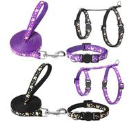 Guiqulai 2 Pack Cat Harness and Leash with Collar Set, Escape Proof Cat Harness Adjustable Kitten Harness Glow in The Dark for Small Medium Cats
