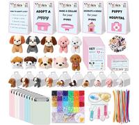 Guiqulai 207 Pcs Adopt a Puppy Party Favors Pet Adoption Station Package Include 10 Mini Plush Dogs 10 Boxes and 187 Adopt a Puppy Supplies for Dog Party Supplies Gifts