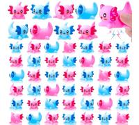 Guiqulai 50 Pcs Mini Rubber Axolotl Squeak and Floating Axolotl Bath Toys Miniature Animal Figurine Mini Rubber Axolotl Party Favors for Party Pool Shower Birthday Favors