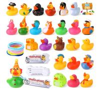 Guiqulai 72 Pcs Cruise Rubber Ducks Kits Includes 24 Pcs Rubber Ducks,24 Pcs Cruising Duck Tags and 24 Pcs Bands for Shower Birthday Gifts Party Favors