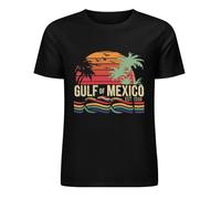 Guiran Gulf of Mexico T-Shirt - Retro Beach Map Design for Summer Holidays and Gulf Coast Fans, black, XXL