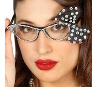 GUIRCA - 17269 Glittered Glasses 50's Model with Bow, Black