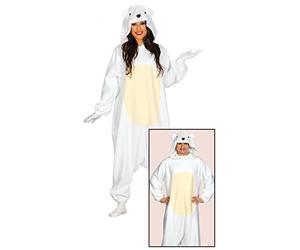 Guirca 84987.0 Cvf file Adult Costume Polar Bear Pajamas, Solid, White, 38-40