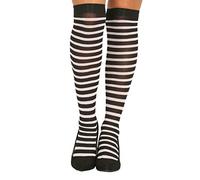 Guirca Black and white striped witch tights for women