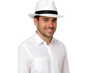 Guirca Fiestas GUI13507 - White Gangster Hat with Black Bow