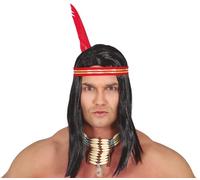 Guirca Fiestas GUI4167 Indian Wig with Feather (Box Container)