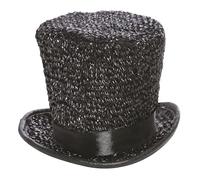 Womens Burlesque Dancer Fancy Dress Black Glitter Showgirl Mini Top Hat