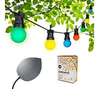 Guirled - Guinguette Premium IP55 Solar & Waterproof String Lights - 16 LEDs 7.5 m - Extendable - 100% Freestanding - XL Photovoltaic Foil - 4000 mAh Lithium Battery - Colors Edition