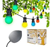 Guirled - Guinguette Premium IP55 Solar & Waterproof String Lights - 32 LEDs 15 m - 100% Freestanding - XL Photovoltaic Foil - 4000 mAh Lithium Battery - Colours Edition