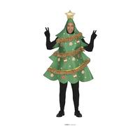 GUIRMA | Christmas Tree Fancy Dress Costume Adult (42-44/L) - Hood and Tunic - Xmas and New Year Costumes for Fancy Dress Parties and Christmas Celebrations - Unisex - Green and Gold