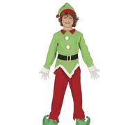 GUIRMA | Elf Fancy Dress Costume Children (10-12 Years) - T-Shirt, Belt, Hat and Trousers - Christmas, Fairy Tales and Fairy Costumes for New Year Parties and Celebrations - Unisex - Green and Red