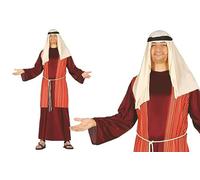 GUIRMA Living Shepherd Nativity Costume, Brown/Red/Beige, One Size Adult, 42417