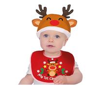 GUIRMA | Reindeer Hat and Bib Set Children - Costume Accessory for Christmas and New Year - Ideal for Parties and Celebrations - For Babies - Multicoloured