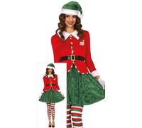 GUIRMA | Santa Helper Fancy Dress Costume for Women (10-12/M) - Jacket, Belt, Skirt, Hat and Trousers - Christmas, New Year and Santa Parties Costumes - Ideal for Adults - Red and Green