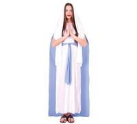 GUIRMA | Virgin Mary Fancy Dress Costume Adult (36-38/XL) - Tunic, Cape, Belt and Headpiece - Religious and Christmas Costumes for Christmas, New Year and Fancy Dress Parties - White and Blue