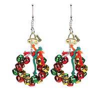 Guirnalda de campanas para loros, jaula de pájaros de Metal masticable colorida, decoración para decoración navideña, juego de 2 uds., 19,5 cm, color mezclado
