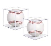 Guirnd 2 Pack Baseball Display Case, UV Protected Acrylic Baseball Holder Display case, Cube Memorabilia Autograph Ball Protector Boxes for Official Size Ball