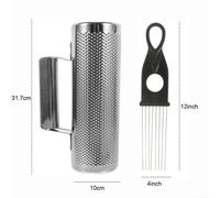 Guiro Instrument in Stainless Steel Easy to Use with Scraper for Dynamic Rhythms (4 12inch)