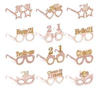 Guiruiy 24 Pieces 21st Birthday Paper Glasses Decorations for Her Pink and Rose Gold Happy 21st Birthday Glasses Gifts for Girls Women Funny Party Supplies