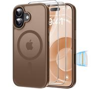 Guisessy Magnetic Cover for iPhone 17 Case with 2 Screen Protector Compatible with MagSafe, Camera Control Cover, Shock-Absorbing Air Guard Corners Sturdy & Velvety Touch for iphone 17, Coffee