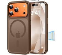 Guisessy Magnetic for iPhone 17 Pro Max Case with Screen Protector, Compatible with MagSafe, Camera Control Button Military Grade Shockproof Shockproof Translucent Matte Phone Case - Coffee