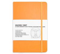 Guissi Classic Dotted Grid Bullet Notebook Journal Dot Hard Cover A5 Premium 100gsm Thick Acid-free Paper with Fine Inner Pocket Faux Leather Office School Supplies 144 Pages Designed in Florence