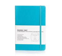Guissi Classic Dotted Grid Bullet Notebook Journal Dot Hard Cover A5 Premium 80gsm Thick Acid-Free Paper with Fine Inner Pocket Faux Leather Office School Supplies 144 Pages Designed in Florence