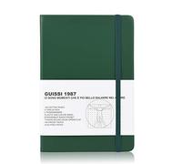 Guissi Classic Dotted Grid Bullet Notebook Journal Dot Hard Cover A5 Premium 80gsm Thick Acid-free Paper with Fine Inner Pocket Faux Leather Office School Supplies 144 Pages Designed in Florence