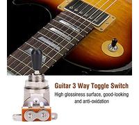 Guitar 3 Way Toggle Switch, Metal Pickup Selector Switch with Black Tip Knob for Les Paul Style Electric Guitar, Gold Finish, Sensitive Noiseless Operation (Silver)